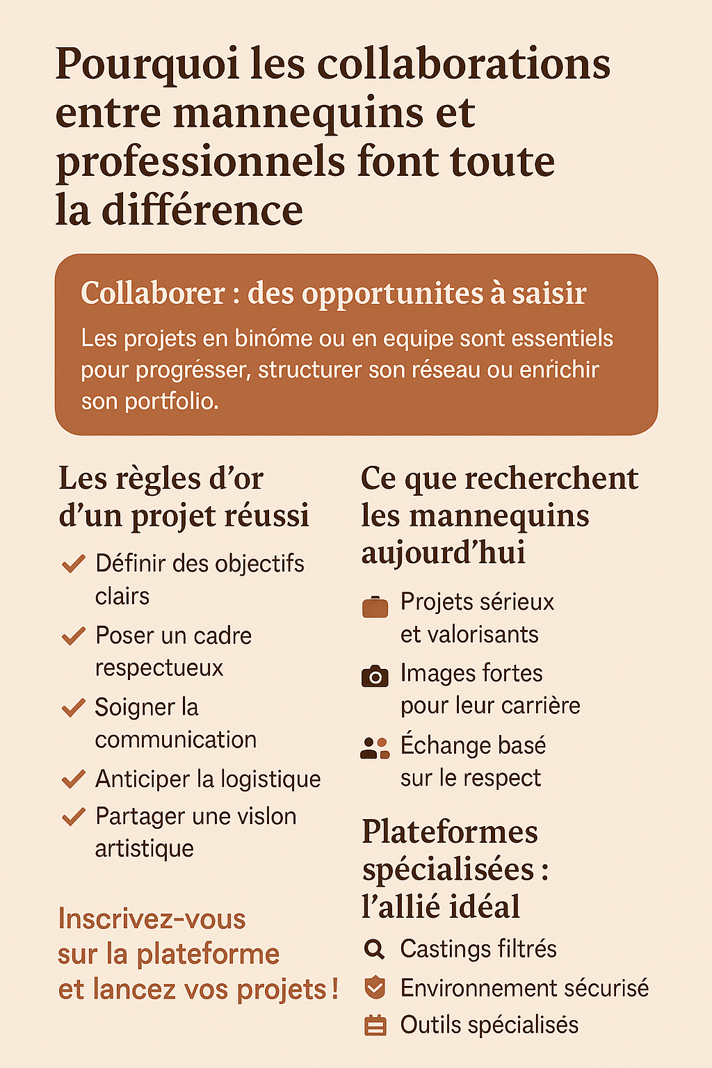 collaboration avec un mannequin